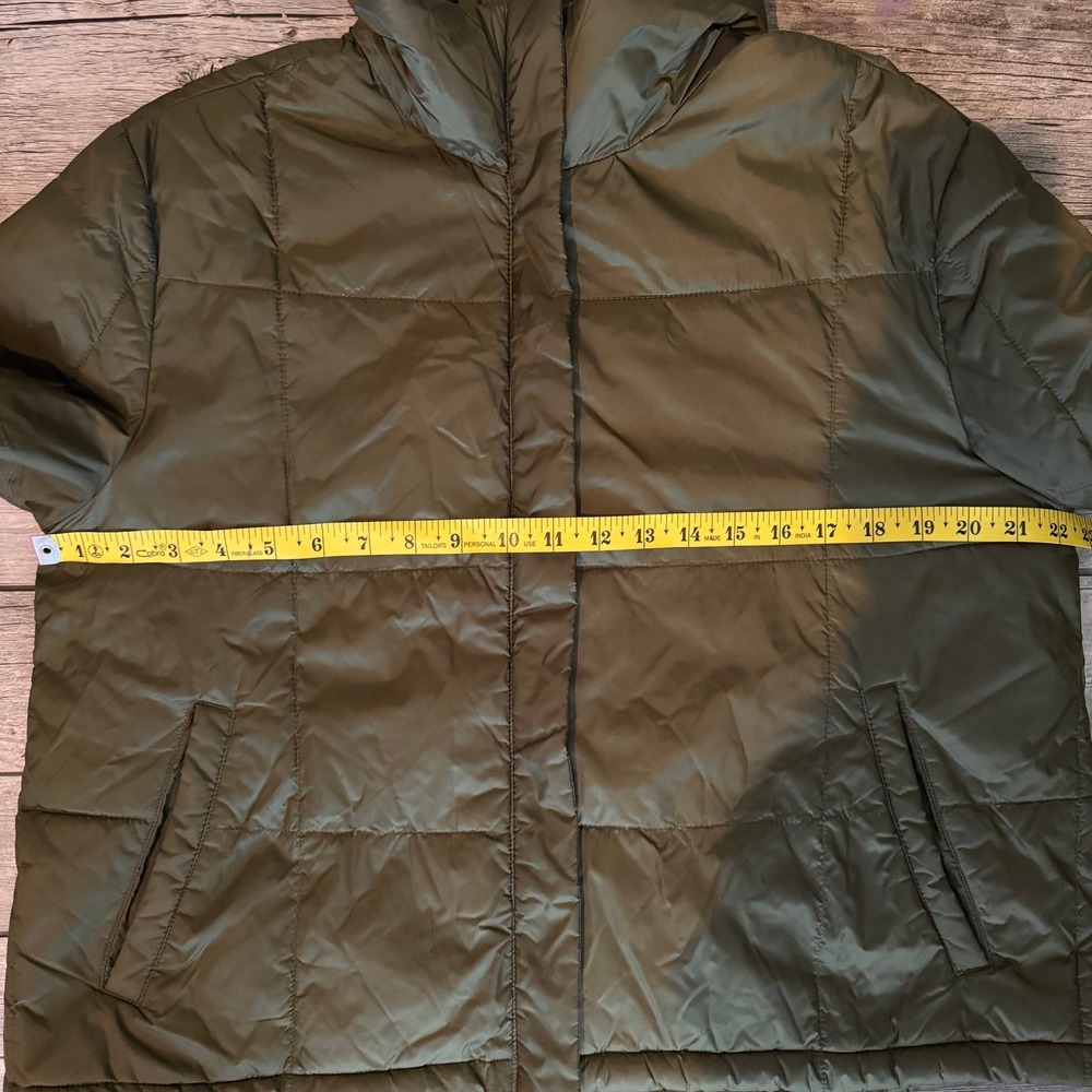 Madewell Women's Olive Green Puffer Jacket Full Zip Quilted Coat Size L - Picture 10 of 10